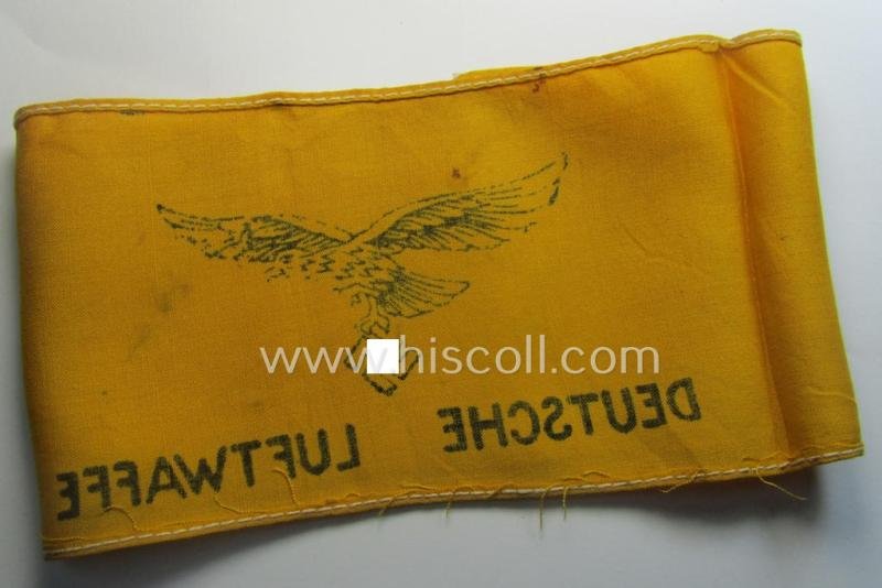 Unusual, WH (Lufwaffe) item: a rarely seen, later-war-period- and/or printed armband (ie. 'Armbinde') entitled: 'Deutsche Luftwaffe' (which was exclusively worn by German pilots in order to identify them as such in case of an emergency-landing) — image 4