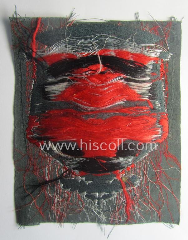 WH (Heeres), flat-wire- (ie. 'BeVo'-) woven 'Ärmelabzeichen für Fahnenträger des Heeres' as was intended for a soldier (ie. NCO) who served within a: '(Sturm)Artillerie'-unit — image 2