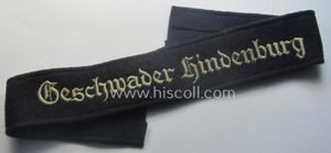 WH (Luftwaffe) cuff-title ie. armband (ie. 'Ärmelstreifen') entitled: 'Geschwader Hindenburg' …