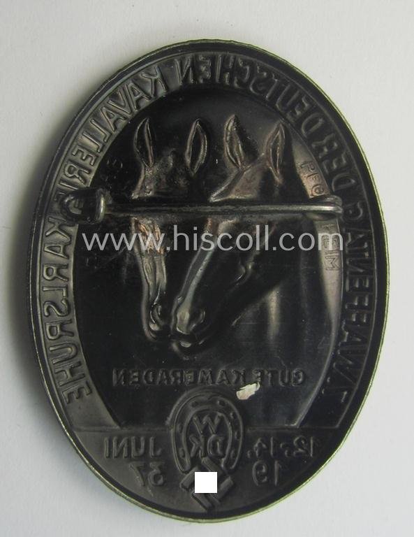 Commemorative 'Waffenring Deutscher Kavallerie'- (ie. 'WDK'-) related 'tinnie' depicting two horses coupled with the text: 'Gute Kameraden' and '7. Waffentag der deutschen Kavallerie - Karlsruhe - 12.-14. Juni 1937' — image 2