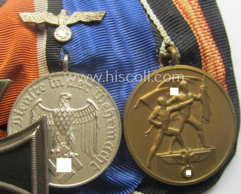 Three-pieced, WWII-period medal-bar (ie. 'Ordenspange') that resp. shows an: 'EK II. Kl.' (by the desirable 'Juncker'-company!), a: WH (Heeres o. KM) 'DA 4. St.' and a Czech 'Anschluss'-medal: '1. Oktober 1938' — image 3