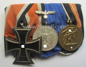 Three-pieced, WWII-period medal-bar (ie. 'Ordenspange') that resp. shows an: 'EK …