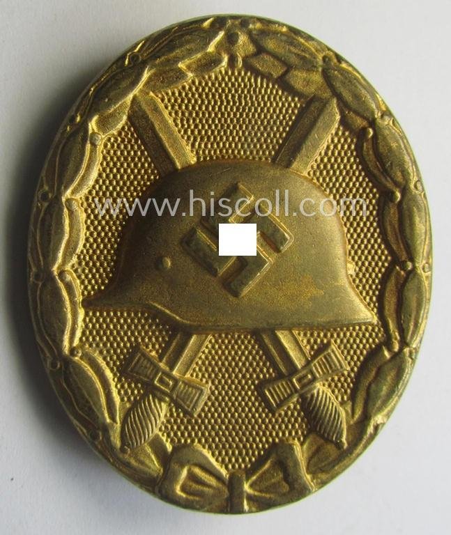 Rarely encountered 'Verwundeten-Abzeichen in Gold' being a clearly maker- (ie. 'L/11'- by 'Wilh. Deumer') marked- and typical 'Buntmetall'-based example that comes stored in its period- (and LDO-marked!) etui — image 5