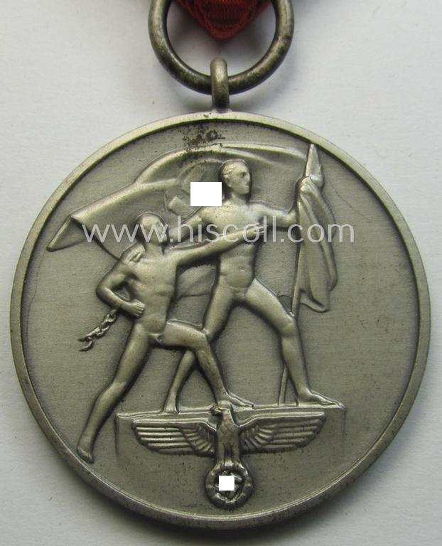 WH Austrian-occupation- (ie. 'Anschluss'-) medal: '13. März 1938' being a very attractive (and hardly tarnished) example that comes stored in its bright-red-coloured- and/or typical non-maker-marked etui as issued — image 4