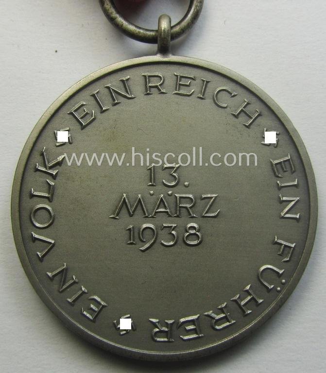 WH Austrian-occupation- (ie. 'Anschluss'-) medal: '13. März 1938' being a very attractive (and hardly tarnished) example that comes stored in its bright-red-coloured- and/or typical non-maker-marked etui as issued — image 5