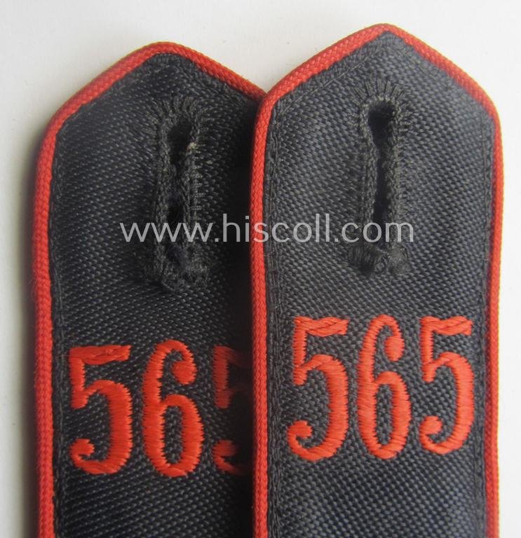 Pair of bright-red-piped, so-called: 'Allgemeine-HJ' (ie. Hitlerjugend) shoulderstraps as intended for usage by a: 'Hitlerjunge' who served within: 'Bann 565' (565 = 'Bann Spittal' in the 'Gebiet Südost Kärnten') — image 2