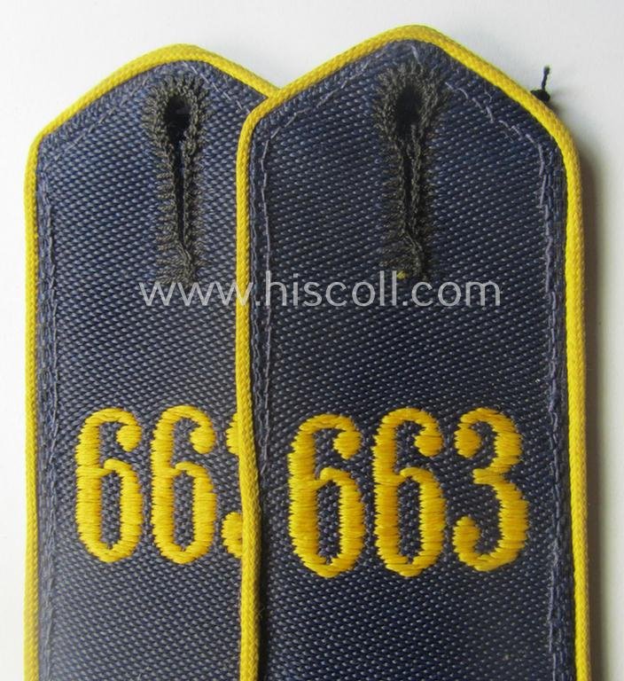 Pair of 'Marine HJ'- (ie. 'naval Hitlerjugend'-) shoulderstraps as intended for usage by a: 'Hitlerjunge' who was attached to the: 'Bann 663' ('Bann 663' = Litzmannstadt / Wartheland in the 'Gebiet Ost Wartheland') — image 2