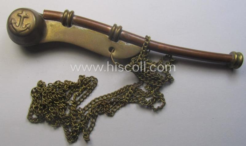 WH (Kriegsmarine) flute (ie. 'Bootsmanns-Flöte') that is constructed from multi-coloured, copper-based material — image 3