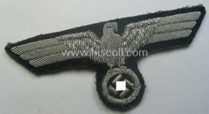 WH (Heeres) officers'-type, hand-embroidered breast-eagle (ie. 'Brustadler für Offiziere') as …