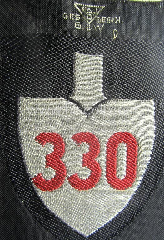 RAD (ie. 'Reichsarbeitsdienst') officers'-pattern sleeve-badge (or: 'Dienststellenabzeichen') bearing the specialist- ie. unit-designation: '330' — image 2