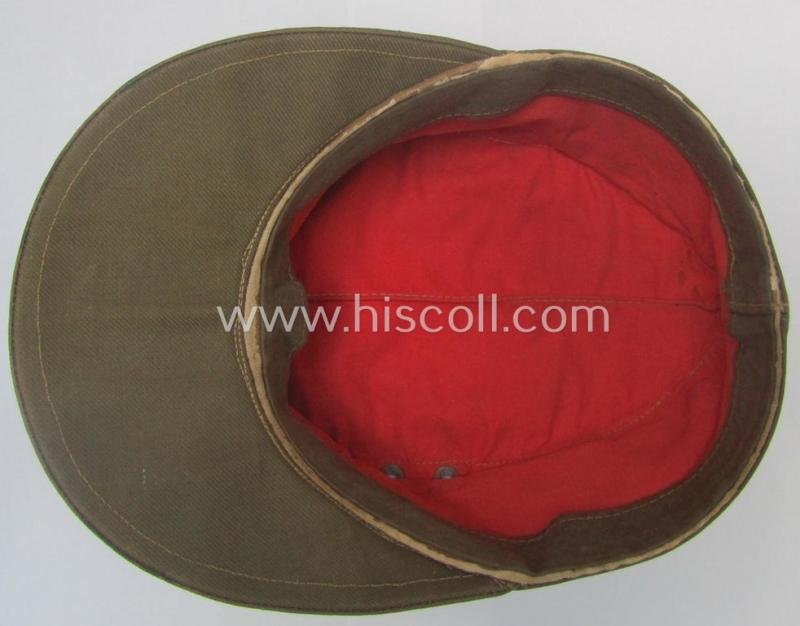WH (Heeres), 'M41-pattern', tropical-issued field-cap (ie.: 'Tropen-Einheitsfeldmütze') being an (approx.) 57-cms.-sized example that is totally void of a makers'-, date- nor size-designation and that comes in a moderately worn- ie. used, condition — image 6
