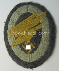 WH (Luftwaffe) 'Fallschirmschützen-Abzeichen in Stoff' (or: cloth-based paratroopers'-jump-badge) being a …