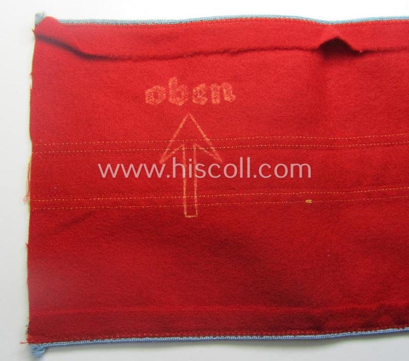 Stunning - and rarely encountered! - N.S.D.A.P.-type, 'smooth'-woolen-based armband (ie. 'Armbinde für politschen Leiter') as was intended for usage by an: 'N.S.D.A.P.-Ortsgruppenleiter' that still retains its period-attached 'RzM'-etiket — image 5