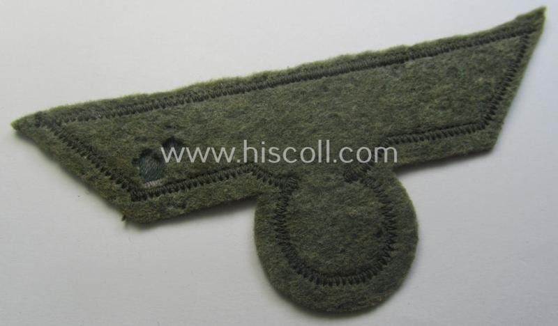 Interesting, WH (Heeres) 'M40'- (ie. 'M43'-) pattern breast-eagle as executed in 'BeVo'-type-weave and that comes (unusually!) pre-mounted onto a smooth-based, field-grey-coloured woolen-based 'backing' — image 3