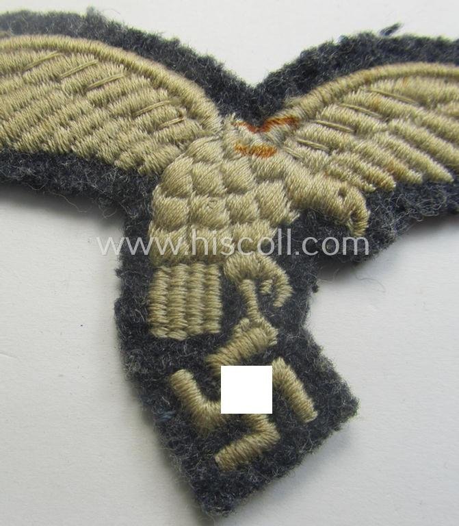 Truly used- ie. worn, WH (Luftwaffe) EM- (ie. NCO-) 'down-tailed'-pattern breast-eagle — image 2