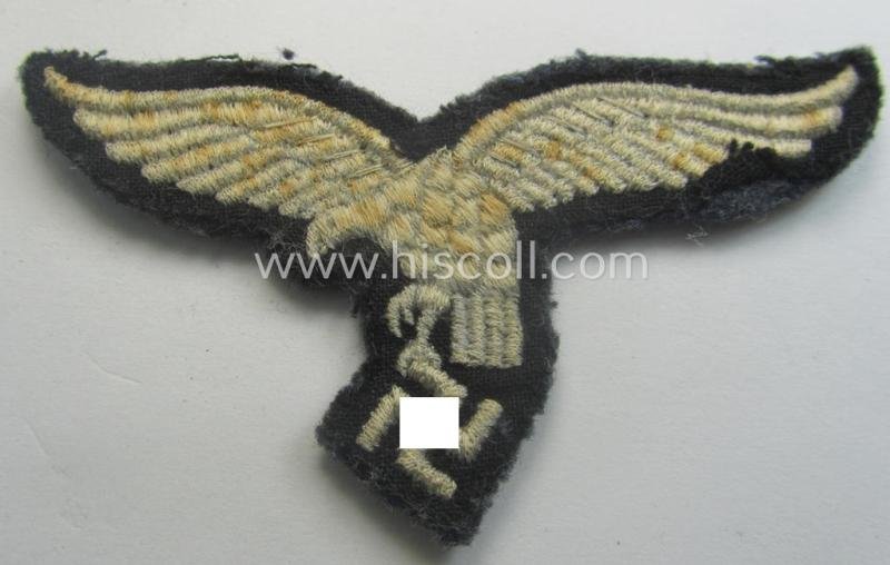 Truly used- ie. worn, WH (Luftwaffe) EM- (ie. NCO-) 'down-tailed'-pattern breast-eagle — image 3