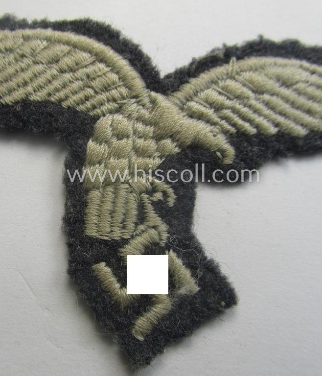 Truly used- ie. worn, WH (Luftwaffe) EM- (ie. NCO-) 'down-tailed'-pattern breast-eagle — image 2