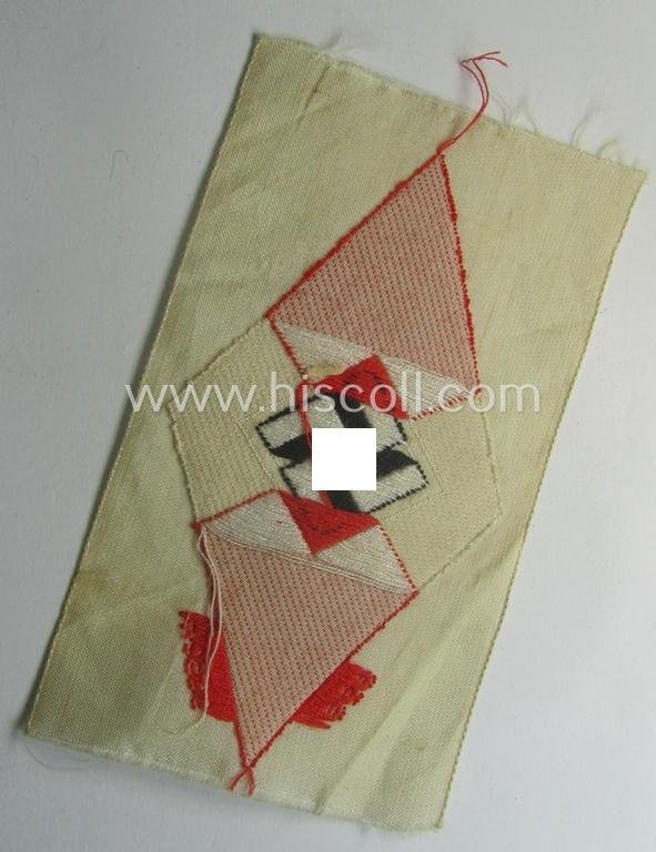 'Standard-issue'-pattern, 'Hitlerjugend'- (ie. 'Bund Deutsche Mädel) ie. HJ/BDM-related so-called: 'Ärmelraute' as executed in so-called 'BeVo'-weave pattern (being a never used- ie. 'virtually mint' example that is void of an 'RzM'-etiket) — image 2