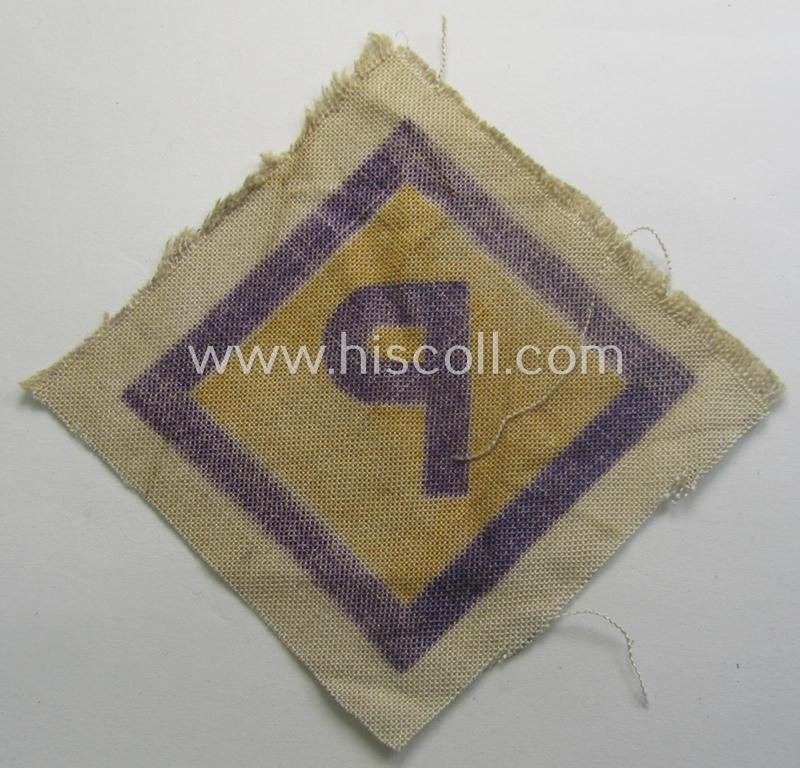 Neat, printed-version of a so-called: 'P'- (ie. forced-labour) breast-patch (ie. 'Brustabzeichen für Poln. Zwangsarbeiter o. Fremdarbeiter') being a non-confectioned example that comes in a never used- (ie 'virtually mint'-), condition — image 2