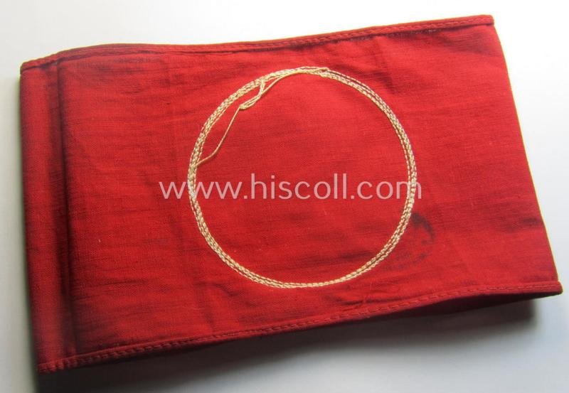 Moderately used- ie. worn, linnen-based N.S.D.A.P.-related party-armband (ie. 'Armbinde') — image 4