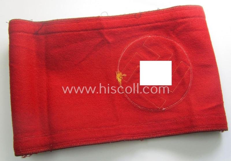 Stunning - and equally very rarely encountered! - N.S.D.A.P.-type, smooth-woolen-based armband (ie. 'Armbinde') as was intended for usage by an: 'N.S.D.A.P. Gauleiter eines Amtes' that still retains its period 'RzM'-etiket — image 7