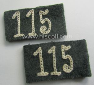 Pair of WH (Heeres) 'Infanterie'-related, 'Schulterstück-Überschuben': 'Soldat des Infanterie-Rgts. 115'