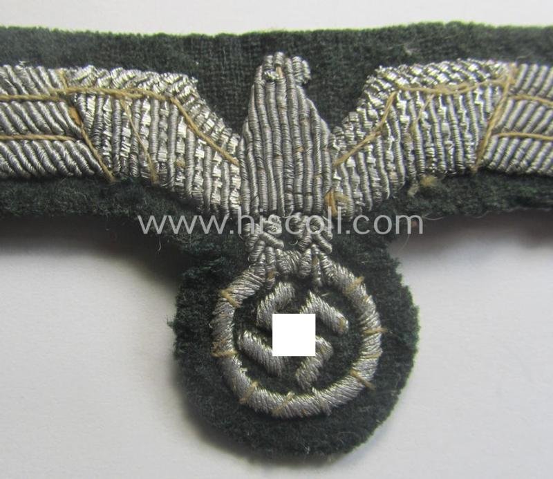 WH (Heeres) officers'-type, hand-embroidered breast-eagle (ie. 'Brustadler für Offiziere') as was executed in bright-silverish-coloured braid as was intended for usage on the various officers'-pattern tunics — image 2