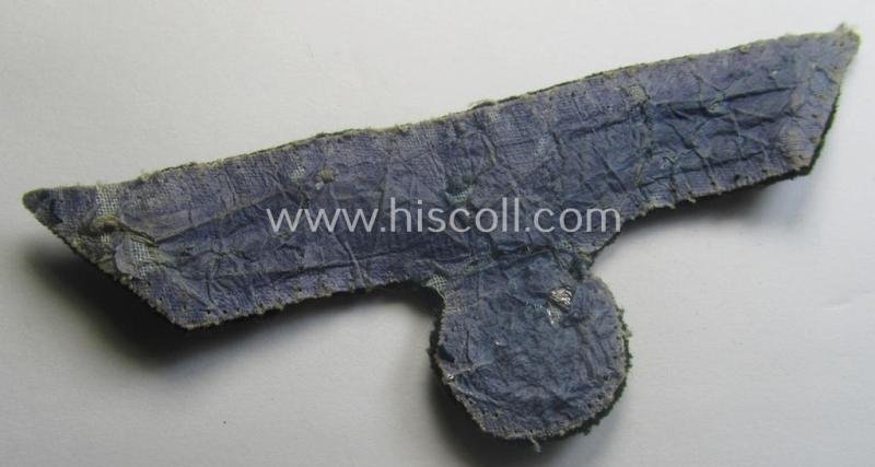 WH (Heeres) officers'-type, hand-embroidered breast-eagle (ie. 'Brustadler für Offiziere') as was executed in bright-silverish-coloured braid as was intended for usage on the various officers'-pattern tunics — image 3