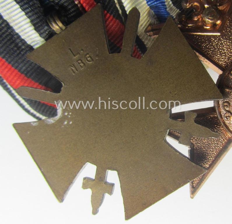 4-pieced, WWI- (ie. TR-) period medal-bar (ie.: 'Ordenspange') resp. showing a WWI-pattern: 'EKII. Kl.', a: 'KvK II.Kl. mit S.', a: 'Bayern Militär-Verdienstkreuz 3. Kl. mit Schwn.' and a: 'FKK 1914-18 mit Schwn.' — image 5