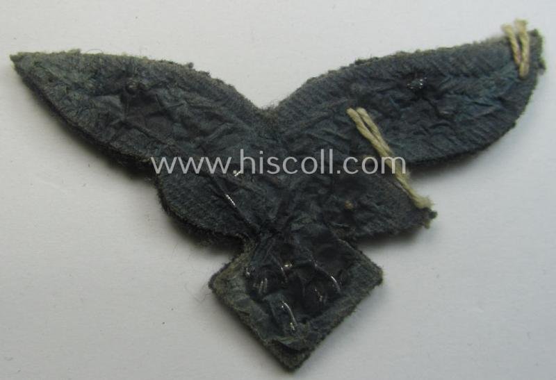 WH (Luftwaffe) officers'-pattern visor-cap-eagle (ie. 'Adler für LW-Offiziers-Schirmmütze') being a neatly hand-embroidered example of the: 'Extra Qualität' that comes in a moderately used- (ie. carefully cap-removed-), condition — image 3