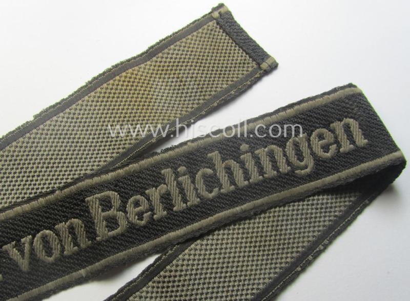Truly used- and/or worn, Waffen-SS 1943/44-pattern cuff-title (ie. 'Ärmelstreifen') as executed in typical 'BeVo'-weave-pattern as was intended for a member within the: 17. SS-Pz-Gren.-Division 'Götz von Berlichingen' — image 3