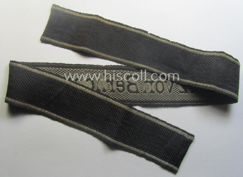 Truly used- and/or worn, Waffen-SS 1943/44-pattern cuff-title (ie. 'Ärmelstreifen') as executed in typical 'BeVo'-weave-pattern as was intended for a member within the: 17. SS-Pz-Gren.-Division 'Götz von Berlichingen' — image 4