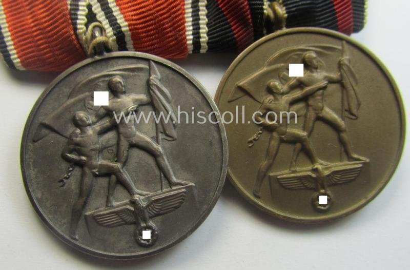 Two-pieced, WH (Heeres o. Kriegsmarine) medal-bar (ie.: 'Doppelspange') showing resp. an Austrian and Czech 'Anschluss'-medal (which latter comes with a firmly attached 'Prager Burg-Spange') — image 2