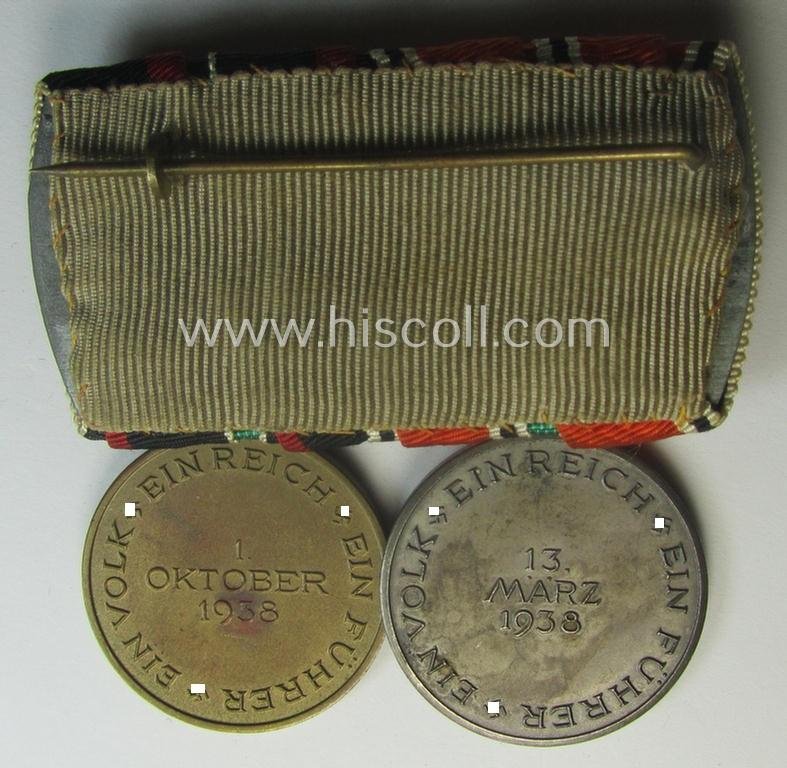 Two-pieced, WH (Heeres o. Kriegsmarine) medal-bar (ie.: 'Doppelspange') showing resp. an Austrian and Czech 'Anschluss'-medal (which latter comes with a firmly attached 'Prager Burg-Spange') — image 4