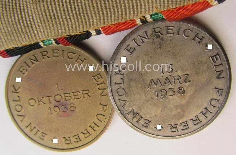 Two-pieced, WH (Heeres o. Kriegsmarine) medal-bar (ie.: 'Doppelspange') showing resp. an Austrian and Czech 'Anschluss'-medal (which latter comes with a firmly attached 'Prager Burg-Spange') — image 5