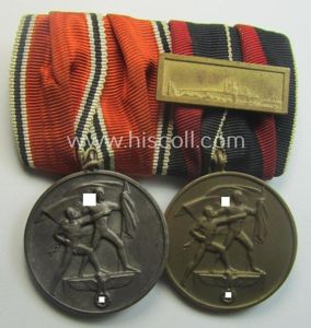 Two-pieced, WH (Heeres o. Kriegsmarine) medal-bar (ie.: 'Doppelspange') showing resp. …