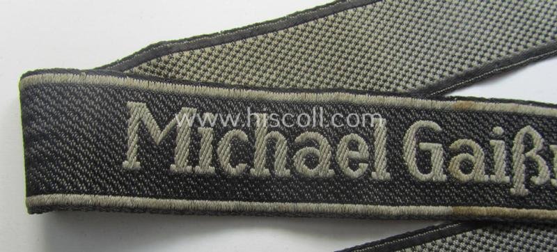 Minimally used and/or worn, Waffen-SS cuff-title (ie. 'Ärmelstreifen') as executed in neat 'BeVo'-weave pattern as intended for a member serving within the: 'SS-Geb.Jäger-Regiment 12' - 'Michael Gaißmair' — image 2