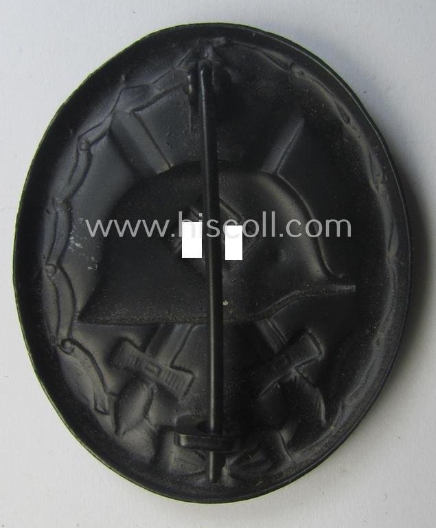 Minimally used- and/or hardly worn black-class wound-badge (or: 'Verwundeten-Abzeichen in Schwarz') being a typical non-maker-marked (and non-magnetic!) example — image 2
