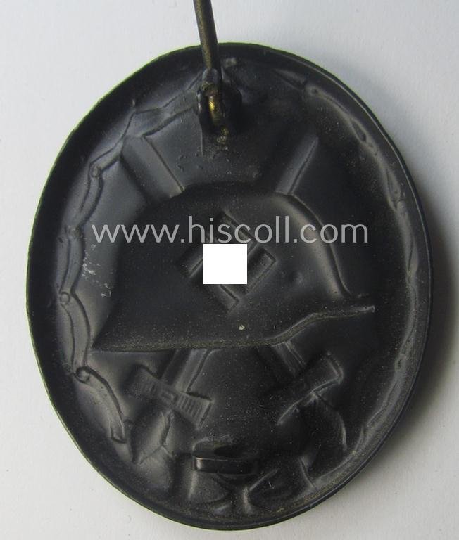 Minimally used- and/or hardly worn black-class wound-badge (or: 'Verwundeten-Abzeichen in Schwarz') being a typical non-maker-marked (and non-magnetic!) example — image 3