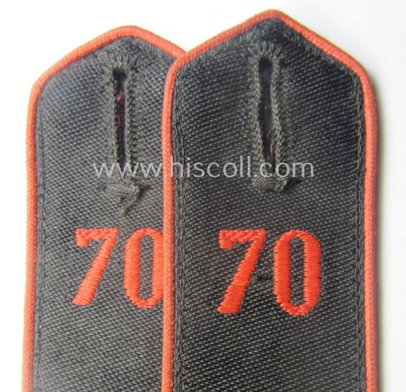 Pair of bright-red-piped, so-called: 'Allgemeine-HJ' (ie. Hitlerjugend) shoulderstraps as intended for usage by a: 'Hitlerjunge' who served within: 'Bann 70' (70 = 'Bann Saarbrücken' in the 'Gebiet West Westmark o. West Saarpfalz') — image 2