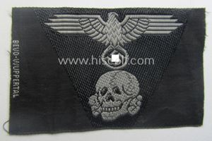 Waffen-SS black-coloured M43-pattern 'Panzer'-cap-trapezoid as executed in 'BeVo'-weave-pattern as was …