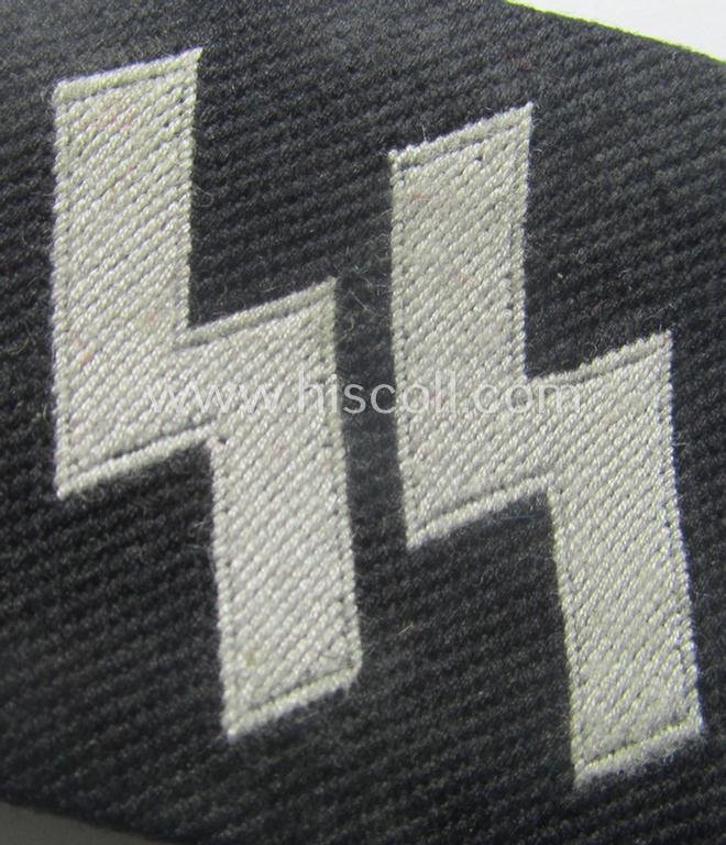 Waffen-SS - so-called: 'BeVo'-woven, enlisted-mens'- (ie. NCO-) type so-called: 'runes'-collar-tab as was intended for usage by the soldiers (ie. NCOs) of the Waffen-SS throughout the war — image 2