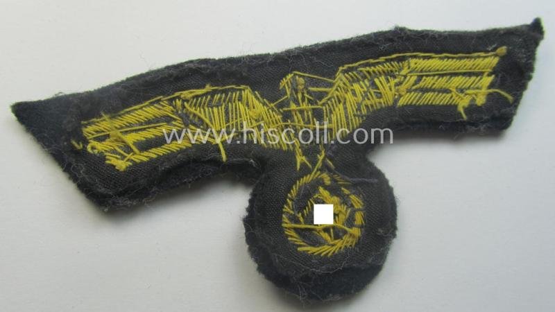 Clearly used- and/or carefully tunic-removed, WH (Kriegsmarine) officers'-type, hand-embroidered breast-eagle — image 3
