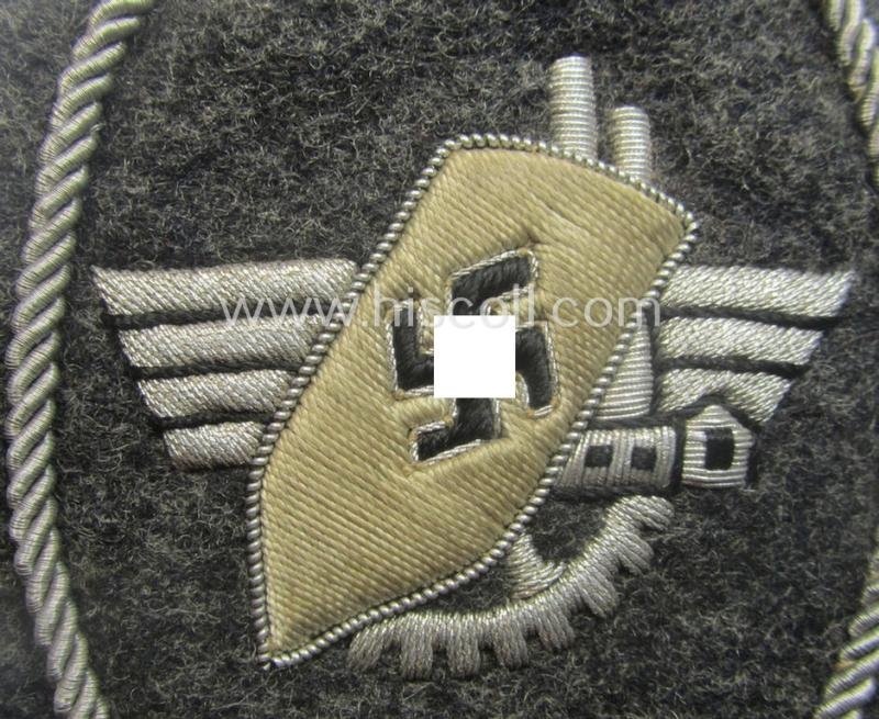 Attractive - and most certainly scarcely encountered! - neatly hand-embroidered so-called: 'Werkschutzdienst' (or: 'WSD') arm-badge (being an example that was as presumably intended for officer-usage) — image 2