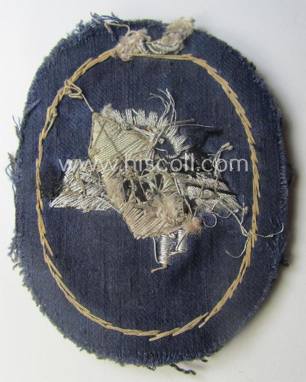 Attractive - and most certainly scarcely encountered! - neatly hand-embroidered so-called: 'Werkschutzdienst' (or: 'WSD') arm-badge (being an example that was as presumably intended for officer-usage) — image 3