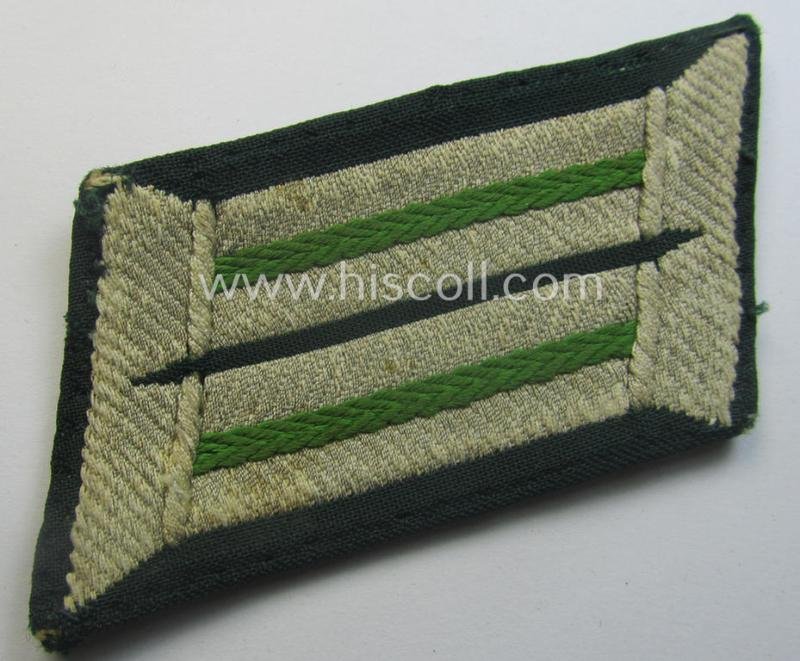 Moderately used pair of WH (Heeres) (later-war-pattern) officers'-type collar-tabs (ie. 'Kragenspiegel für Offiziere') as executed in 'BeVo'-weave pattern as was intended for an officer serving within the: 'Panzer-Grenadier-Trpn.' — image 2