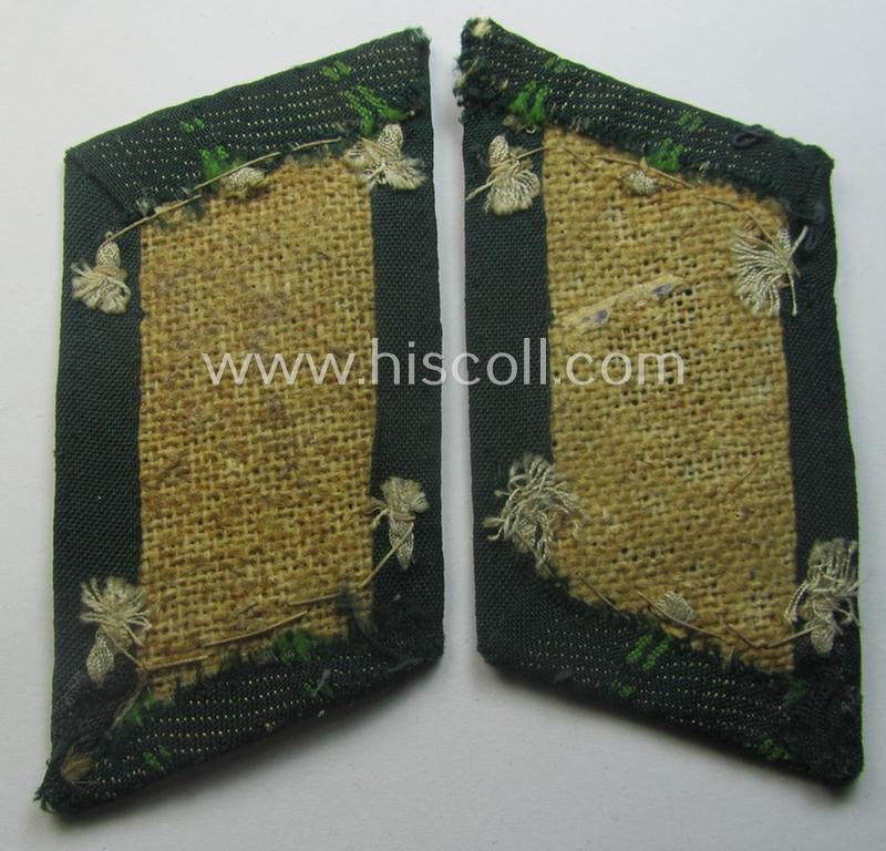 Moderately used pair of WH (Heeres) (later-war-pattern) officers'-type collar-tabs (ie. 'Kragenspiegel für Offiziere') as executed in 'BeVo'-weave pattern as was intended for an officer serving within the: 'Panzer-Grenadier-Trpn.' — image 3