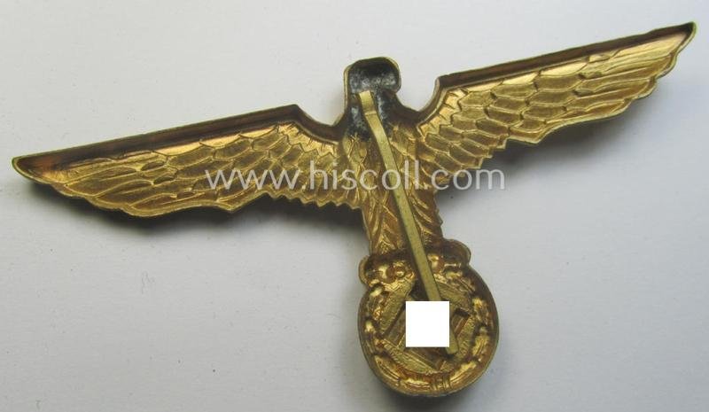 Larger-sized, WH (Kriegsmarine): 'DAK' (ie. 'Deutsches Afrikakorps') zinc- (ie. 'Feinzink'-) based- and/or 'Feuervergoldetes' so-called: 'pith-helmet' eagle-device — image 3