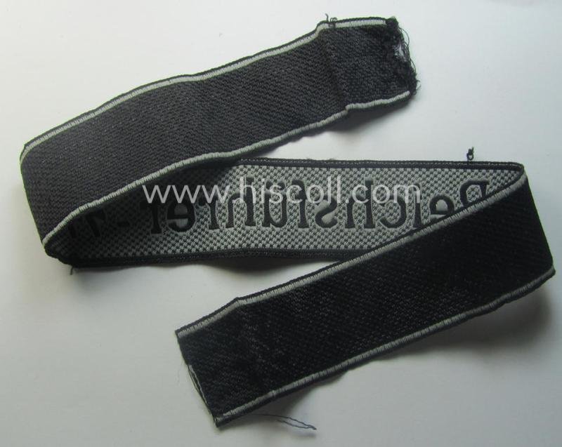 Truly worn Waffen-SS 1943/44-pattern cuff-title (ie. 'Ärmelstreifen') as was intended for a member serving within the: 16. SS-Panzer-Grenadier-Division 'Reichsführer SS' — image 4