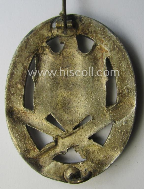'Allgemeines Sturmabzeichen' (or: General Assault Badge ie. GAB) being a typical unmarked, zinc-based- (ie. 'Feinzink'-) and/or: 'semi-hollow-back'-version as was (I deem) produced by the: 'Rudolf Karneth'-company — image 4